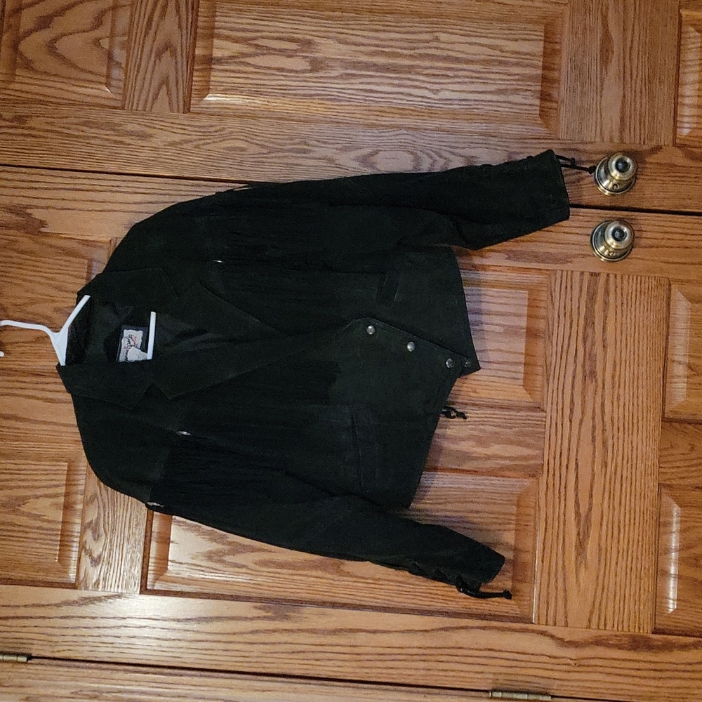 Women's leather fringes jacket